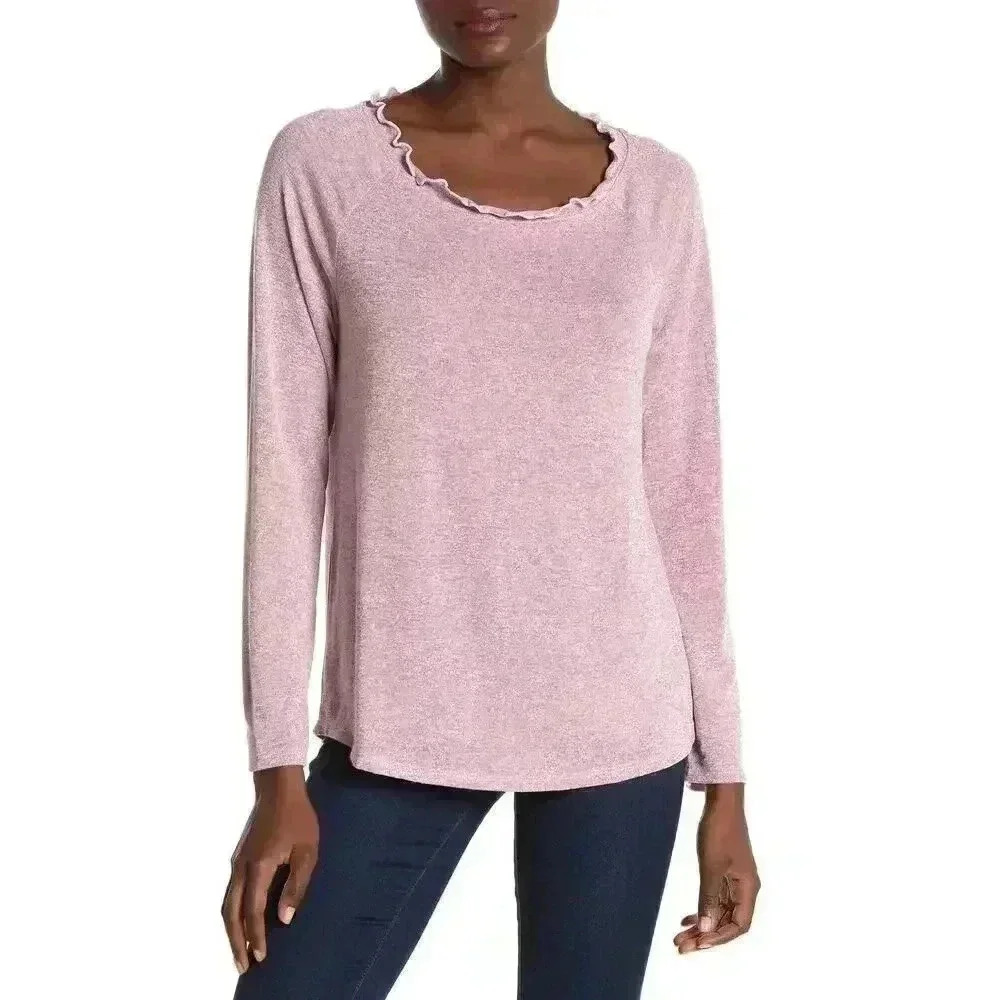 Gibson Ruffled Edge Raglan Pullover Size Medium